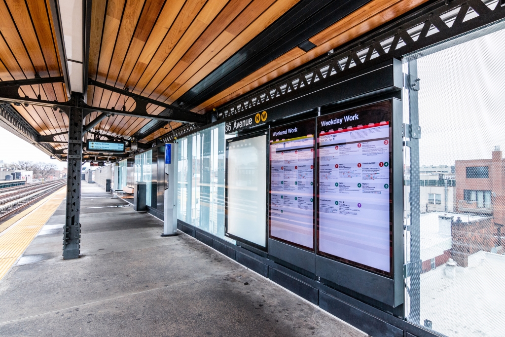 Astoria station outside info boards